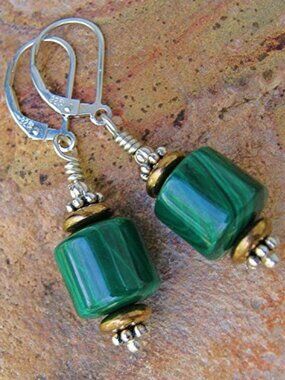 Malachite Earrings 925 Sterling Silver Leverbacks
